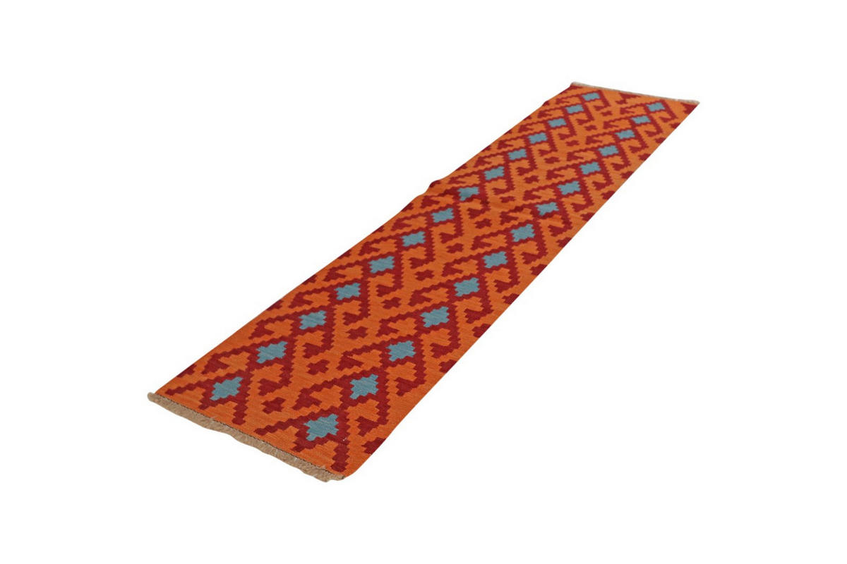 KELIM-LÄUFER handgewebt Gashgai Orange 245/60 cm Schurwolle - Orange, Textil (60/245cm) - Looma