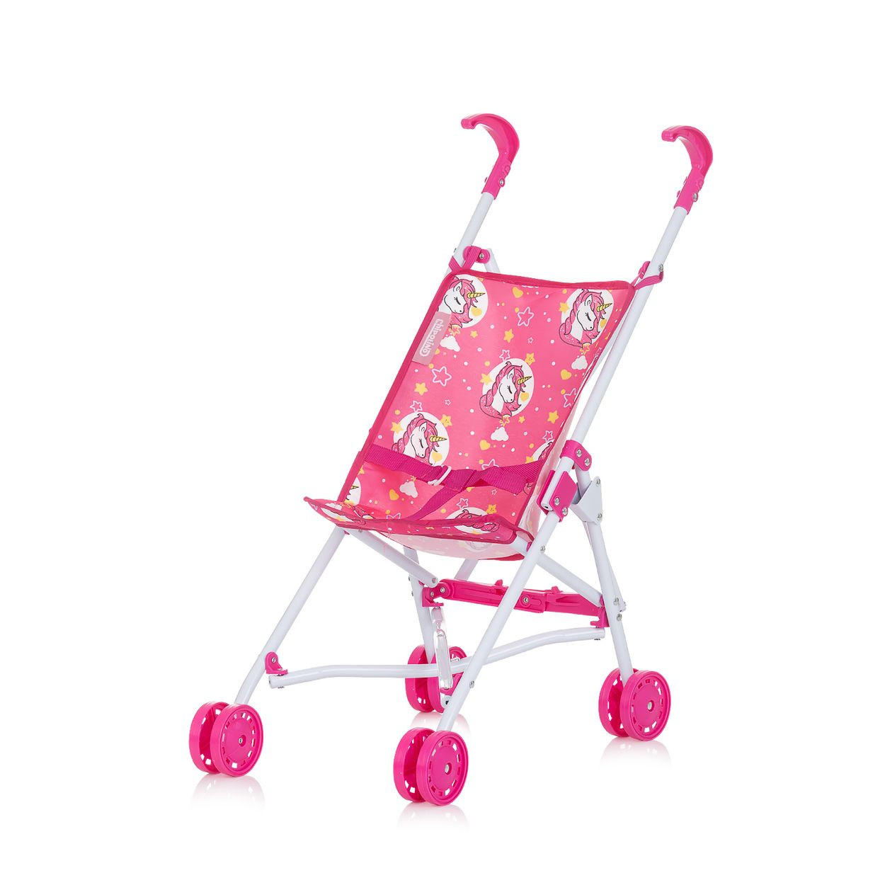 PUPPENBUGGY Lily pink Doppelräder, Schiebehöhe 57 cm, klappbar, 100% Polyester, ab 3 Jahren - Pink, Metall (27/57/40cm) - Chipolino