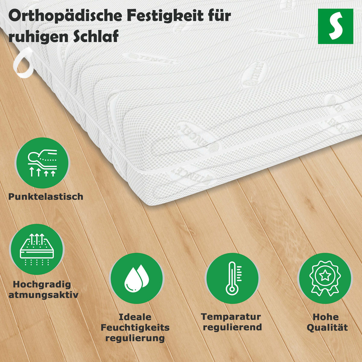 KALTSCHAUMMATRATZE 140x200 H2/H3 H2/H3 deLuxe 7 Zonen , Hybrid DUO - Weiß, Textil (140/200cm) - Schlaftroll