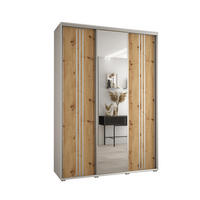 SCHWEBETÜRENSCHRANK 235,2/180/45 3-türig - Silberfarben/Eiche Artisan, Holz/Metall (180/235/45cm) - Abiks Möbel