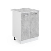 UNTERSCHRANK R-Line Beton 60 cm mit Türen, mit Arbeitsplatte - Weiß/Grau, Holzwerkstoff (60/81.6/60cm) - Vicco