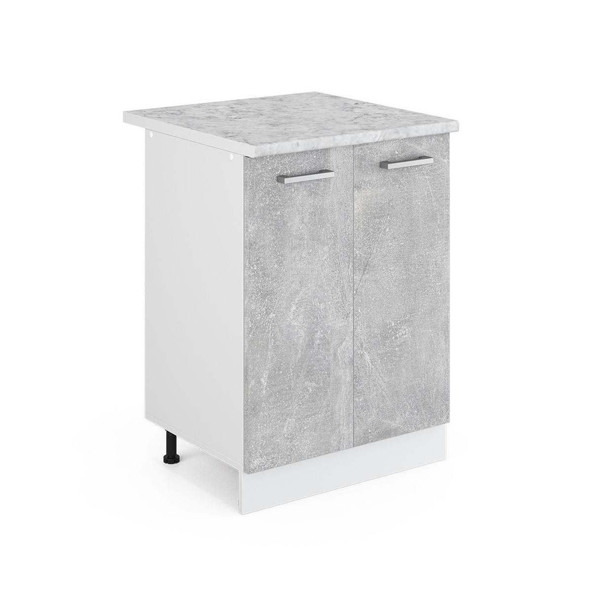 UNTERSCHRANK R-Line Beton 60 cm mit Türen, mit Arbeitsplatte - Weiß/Grau, Holzwerkstoff (60/81.6/60cm) - Vicco