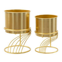 PFLANZENSTÄNDER IM 2ER-SET Spirally, goldfarben, Eisen, Höhen 35 und 30 cm - Goldfarben, Metall (23/23/35cm) - Mauro Ferretti