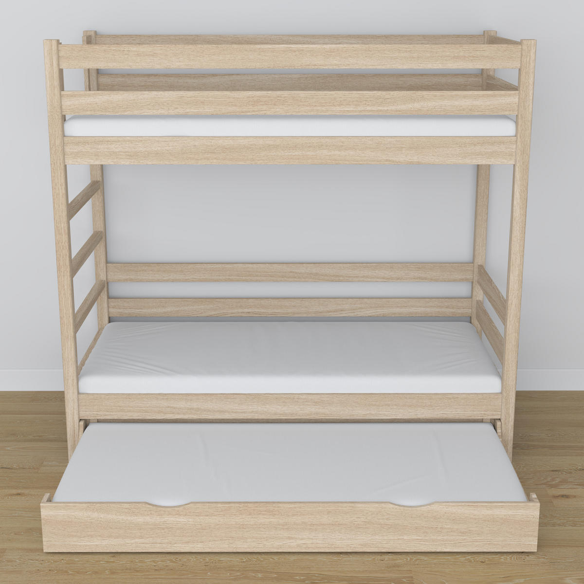 ETAGENBETT N03 mit Matratzenschublade Sonoma Eiche 120/180 - Sonoma Eiche, Naturmaterialien/Holz (120/180cm) - N-Wood