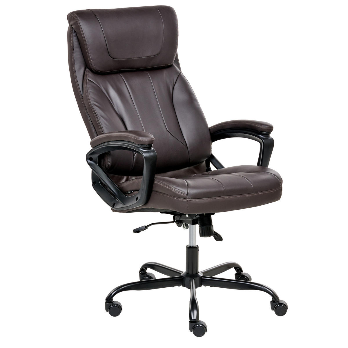 CHEFSESSEL Kunstleder Dunkelbraun Proud - Dunkelbraun, Kunststoff (66/115/66cm) - Beliani