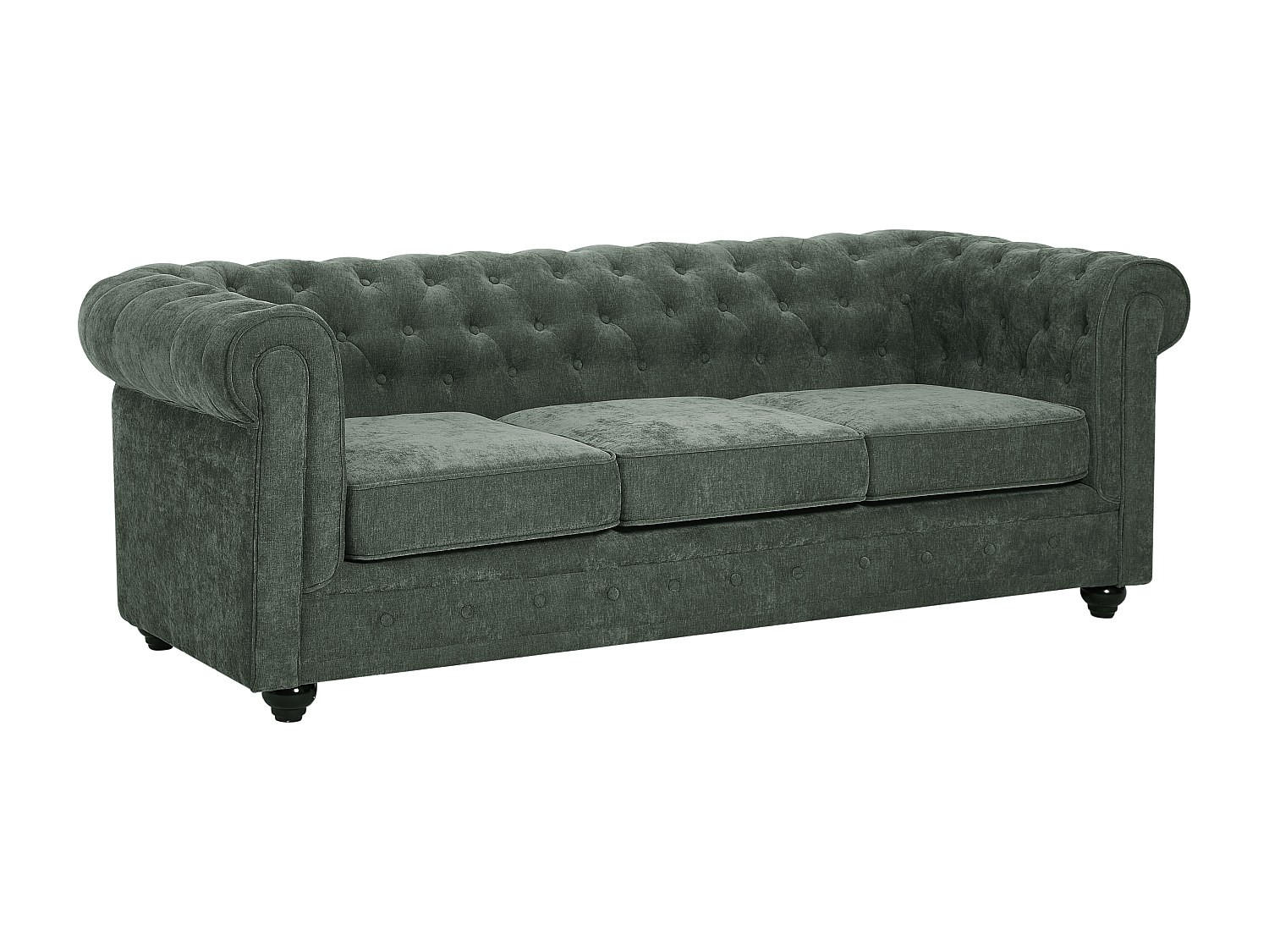 3-SITZER-SOFA - Stoff - Grün - CHESTERFIELD - Grün, Textil (88/72/205cm) - Vente-Unique