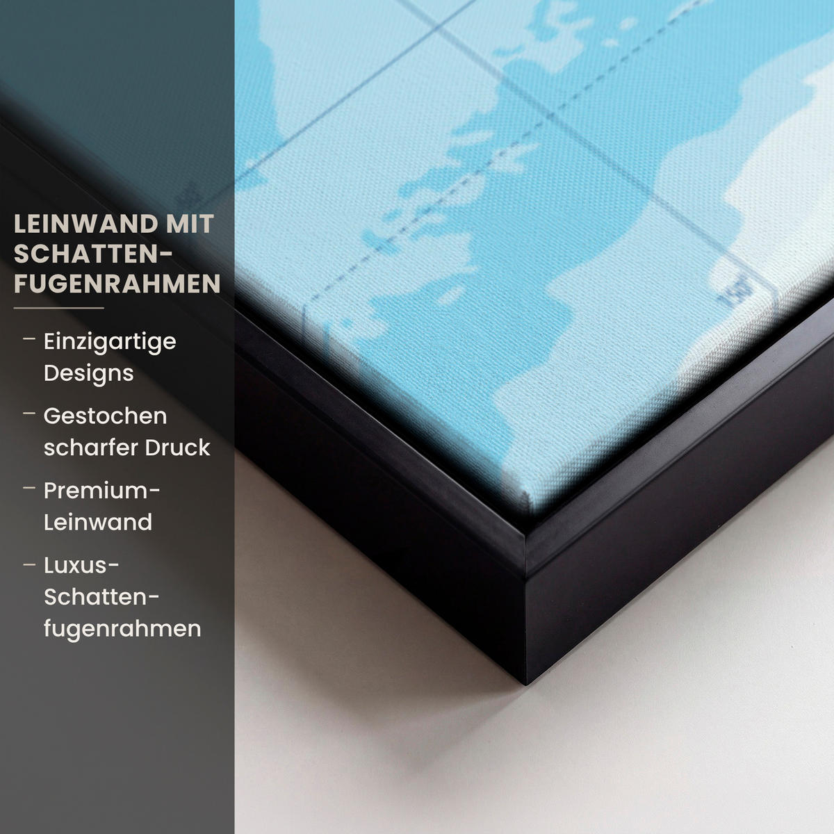 LEINWAND Bilder mit Rahmen - Weltkarte - Statistisch - Blau - Erde - Bildung - 120x80 - Blau, Textil (120/80cm) - MuchoWow