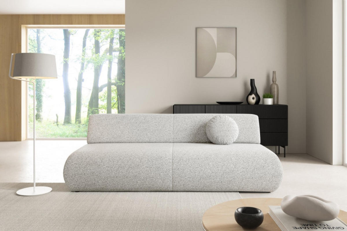 SOFA Hellgrau PENTI Ohne Armlehnen Mit Schlaffunktion Bezug PUENTE - Grau, Textil (214/74/100cm) - Sepro Meble
