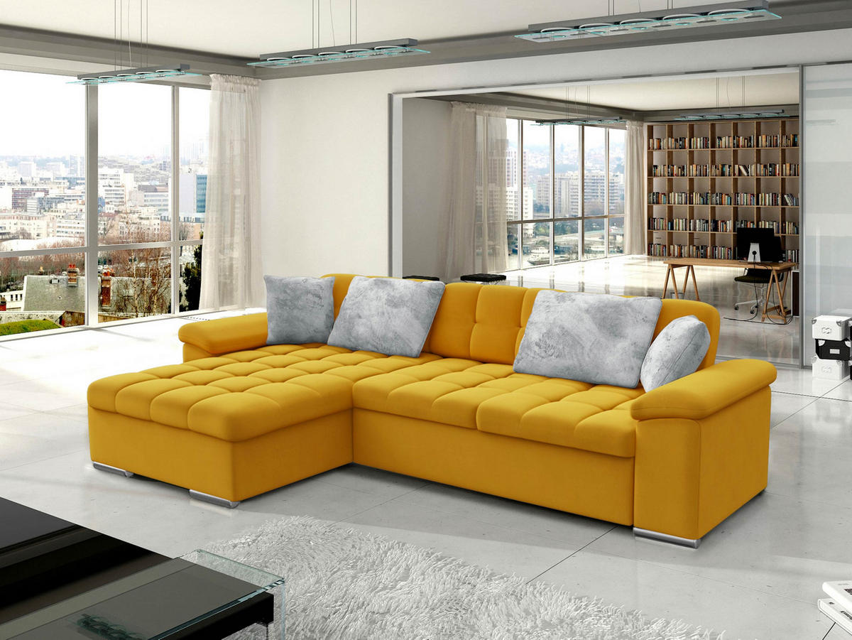 ECKSOFA Diana Premium, Seite: Links - Gelb, Holz/Textil (280/160cm) - MIRJAN24