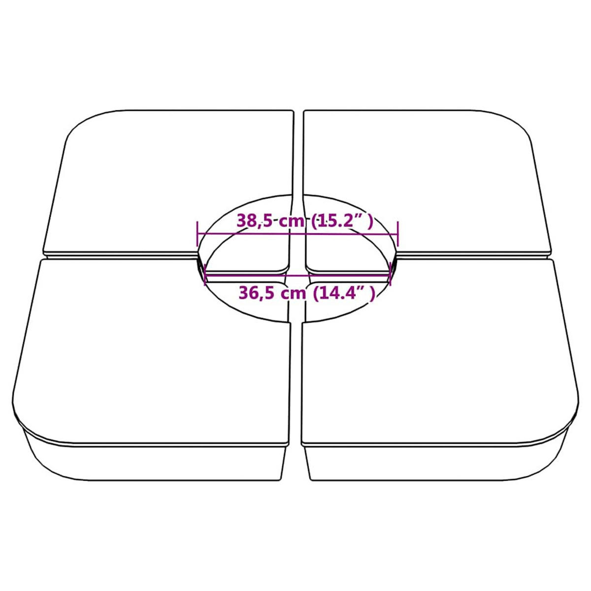KREUZFUSS-SCHIRMSTÄNDER-SET 4Er Set 100 Kg Pp - Anthrazit, Kunststoff (100/100cm) - vidaXL