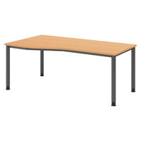SCHREIBTISCH Serie-H Gestell: Graphit 100/180/74 cm in Buchefarben - Buchefarben, Holzwerkstoff (100/180/74cm) - bümö