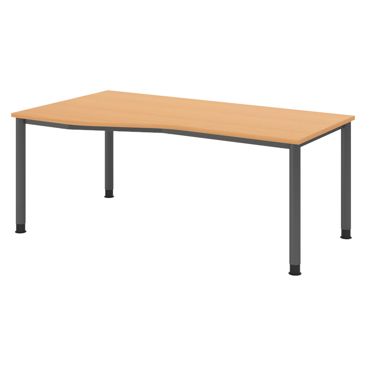 SCHREIBTISCH Serie-H Gestell: Graphit 100/180/74 cm in Buchefarben - Buchefarben, Holzwerkstoff (100/180/74cm) - bümö