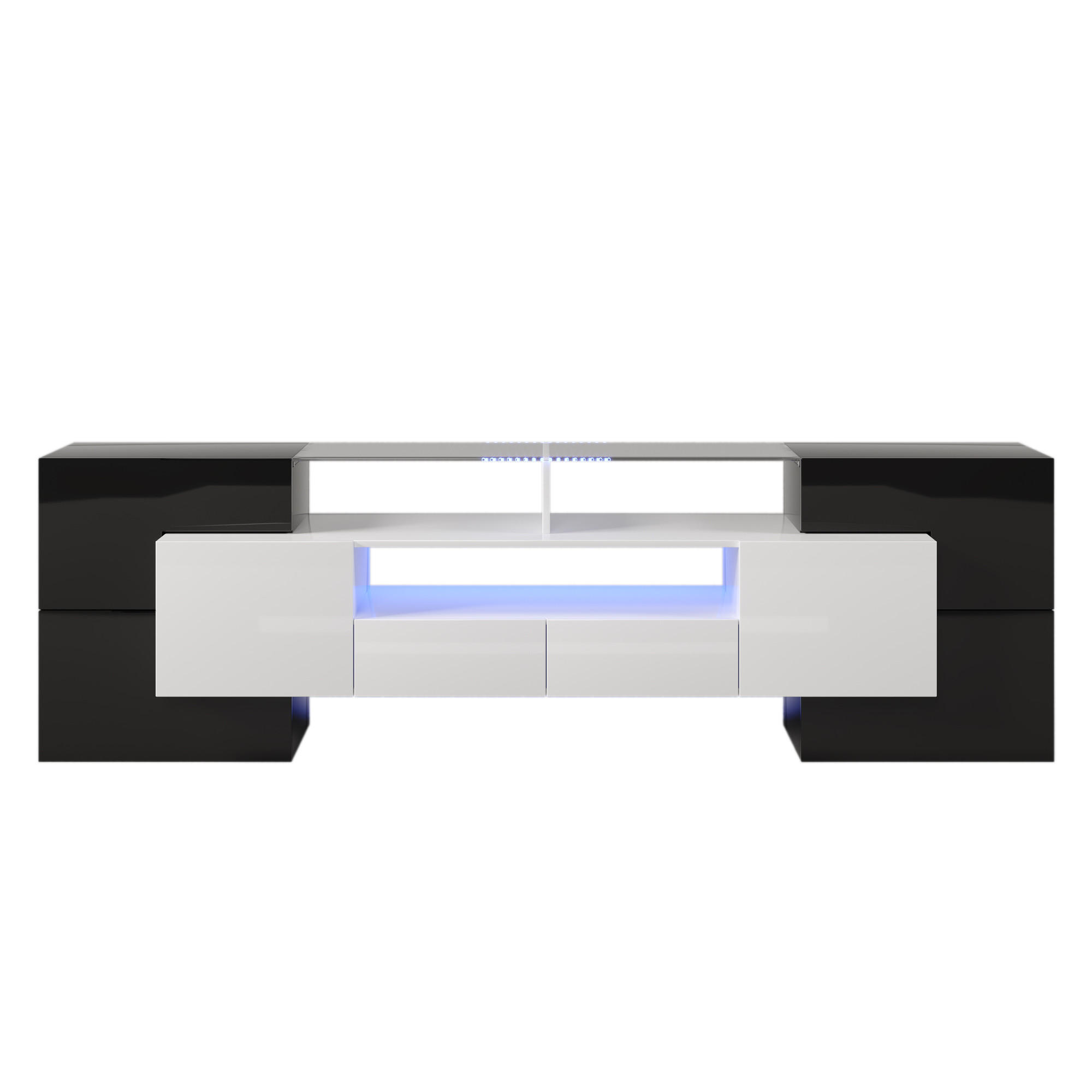 TV-LOWBOARD Schwarz-Weiß 200/35/60 cm - Schwarz, Holzwerkstoff (200/60/35cm) - PANGIVO