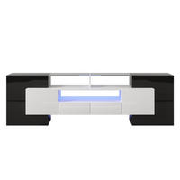 TV-LOWBOARD Schwarz-Weiß 200/35/60 cm - Schwarz, Holzwerkstoff (200/60/35cm) - PANGIVO
