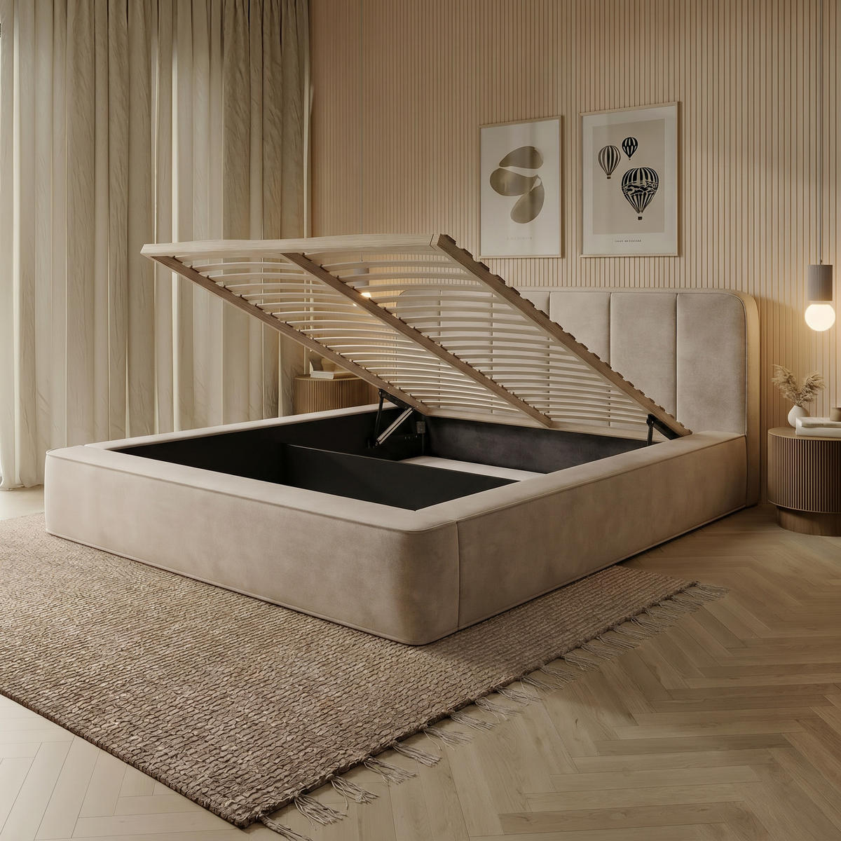 POLSTERBETT BEJO 160x200 cm, Creme - Creme, Textil (200/160cm) - Fedve