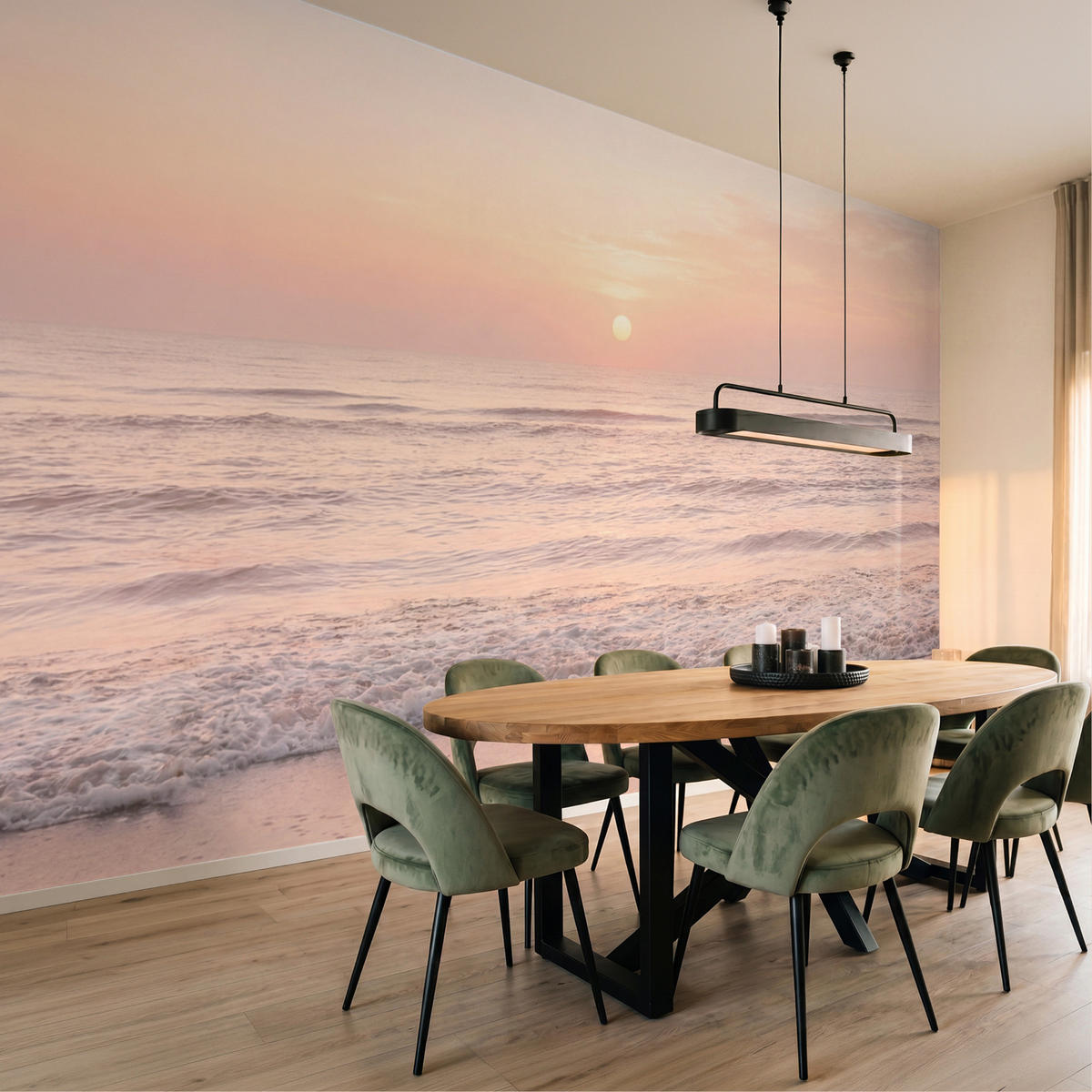 TAPETE - Sonne - Strand - Rosa - 400x240 cm - Hellrosa, Papier (400/240cm) - OnlyWow