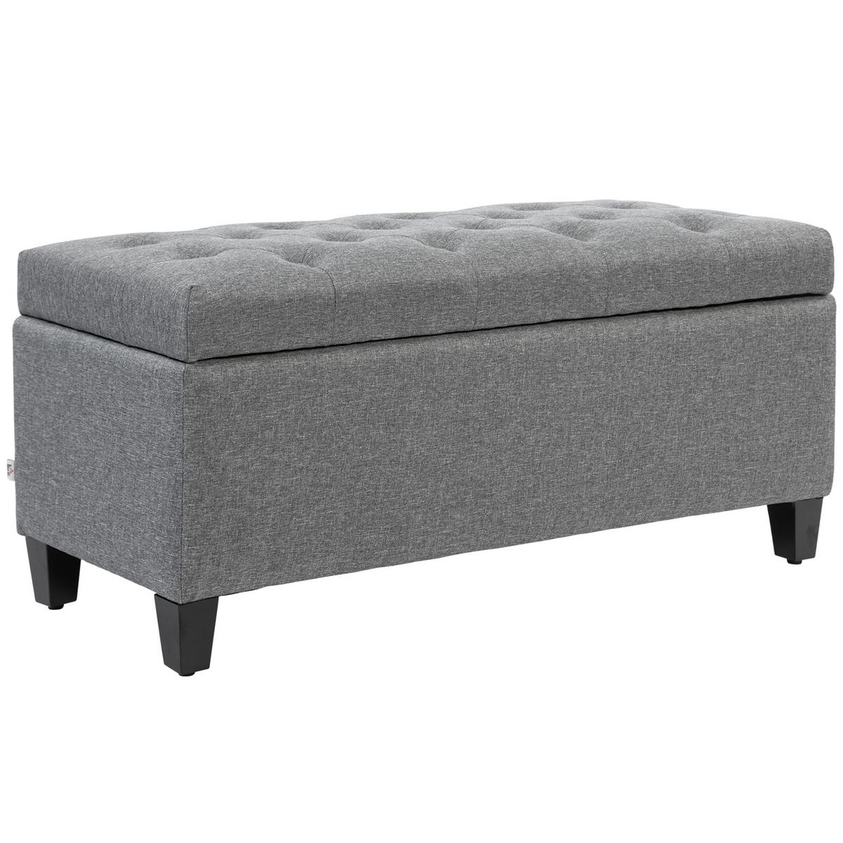 TRUHENBANK DE-07125 leinenartiges Polyester, Kautschukholz Hellgrau - Hellgrau, Holz/Textil (40/44/100cm) - ComfortXL