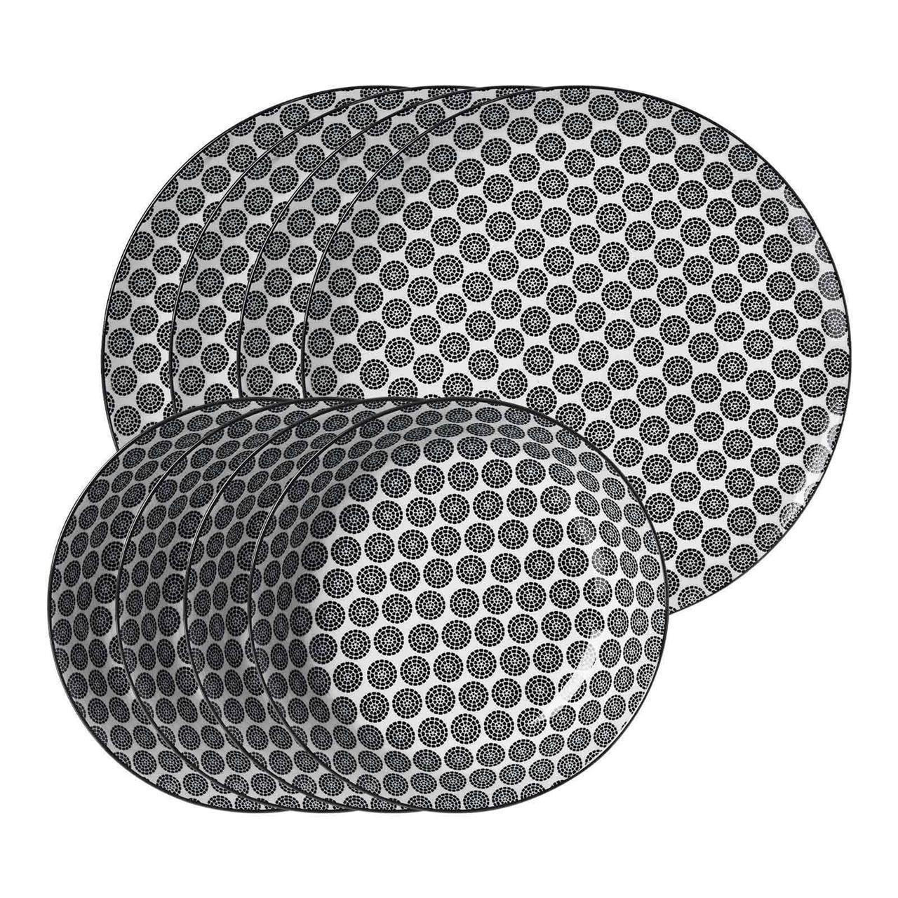 TAFELSERVICE Takeo Circles schwarz-weiß 8-tlg. - Schwarz/Weiß, Keramik (2/2/2cm) - Ritzenhoff Breker