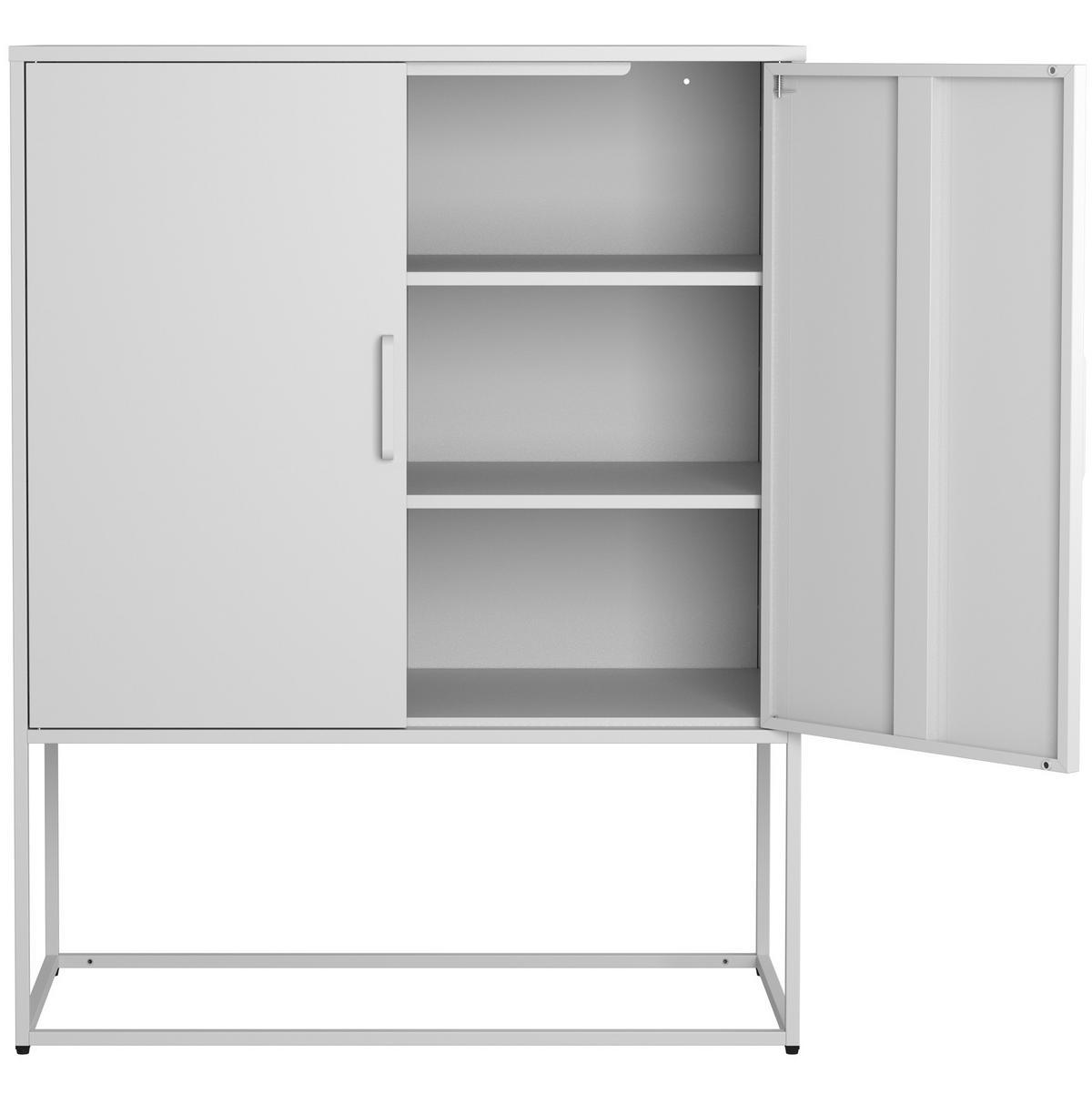 SIDEBOARD aus Stahl 40x85x109 cm Weiß mit Magnettüren, 2 Einlegeböden und Kippsicherung - Weiß, Metall (85/109/40cm) - Modfu