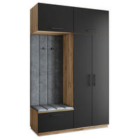 GARDEROBENSCHRANK REMA 150/240/60 cm Modern Garderobe-Set Eiche Wotan - Eiche Wotan/Schwarz, Holzwerkstoff (150/240/60cm) - MASSENO