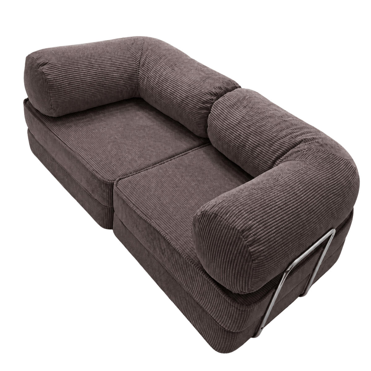 SOFA SURB Duo 100 Schlafsofa 2-Sitzer Braun 200/100 cm - Chromfarben/Braun, Textil/Metall (200/70/100cm) - SURB