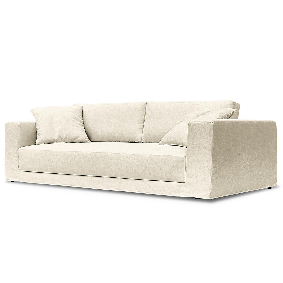 WECHSELBEZUG für 3-Sitzer Sofa - Webstoff - Creme, Textil (60/40cm) - home24