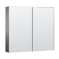 KOUPELNOVÁ ZRCADLOVÁ SKŘÍŇKA 80/70 cm Černá Navarra - černá/stříbrná, kompozitní dřevo (80/70/14cm) - Beliani