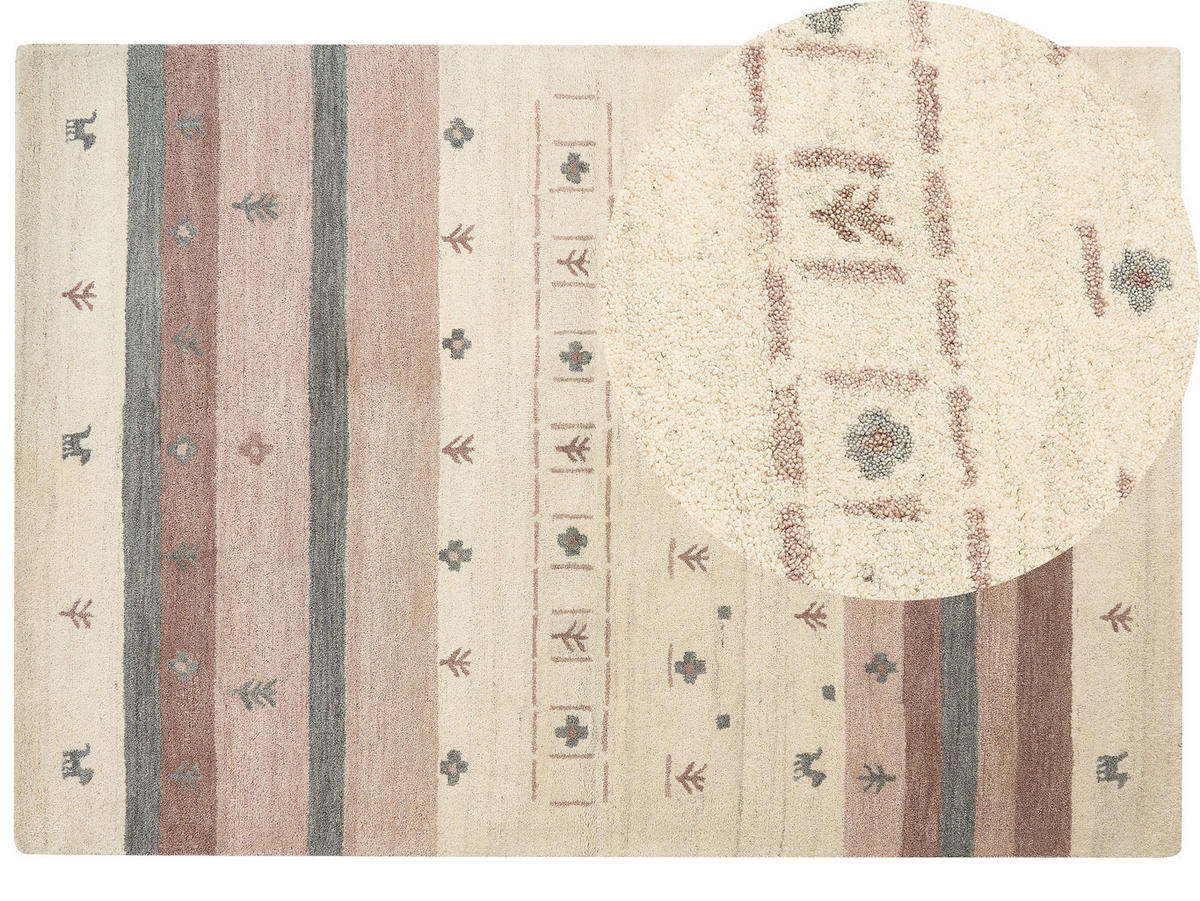 KURZFLOR-GABBEH Karli 230/160 cm - Beige, Textil (160/230cm) - Beliani