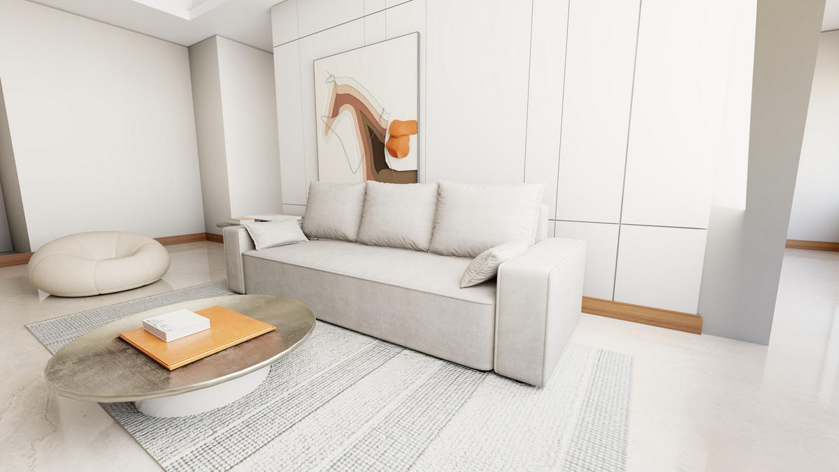 SOFA Veno mit Bettkasten und Schlaffunktion, Velourstoff - Weiß, Holzwerkstoff (242/85/95cm)