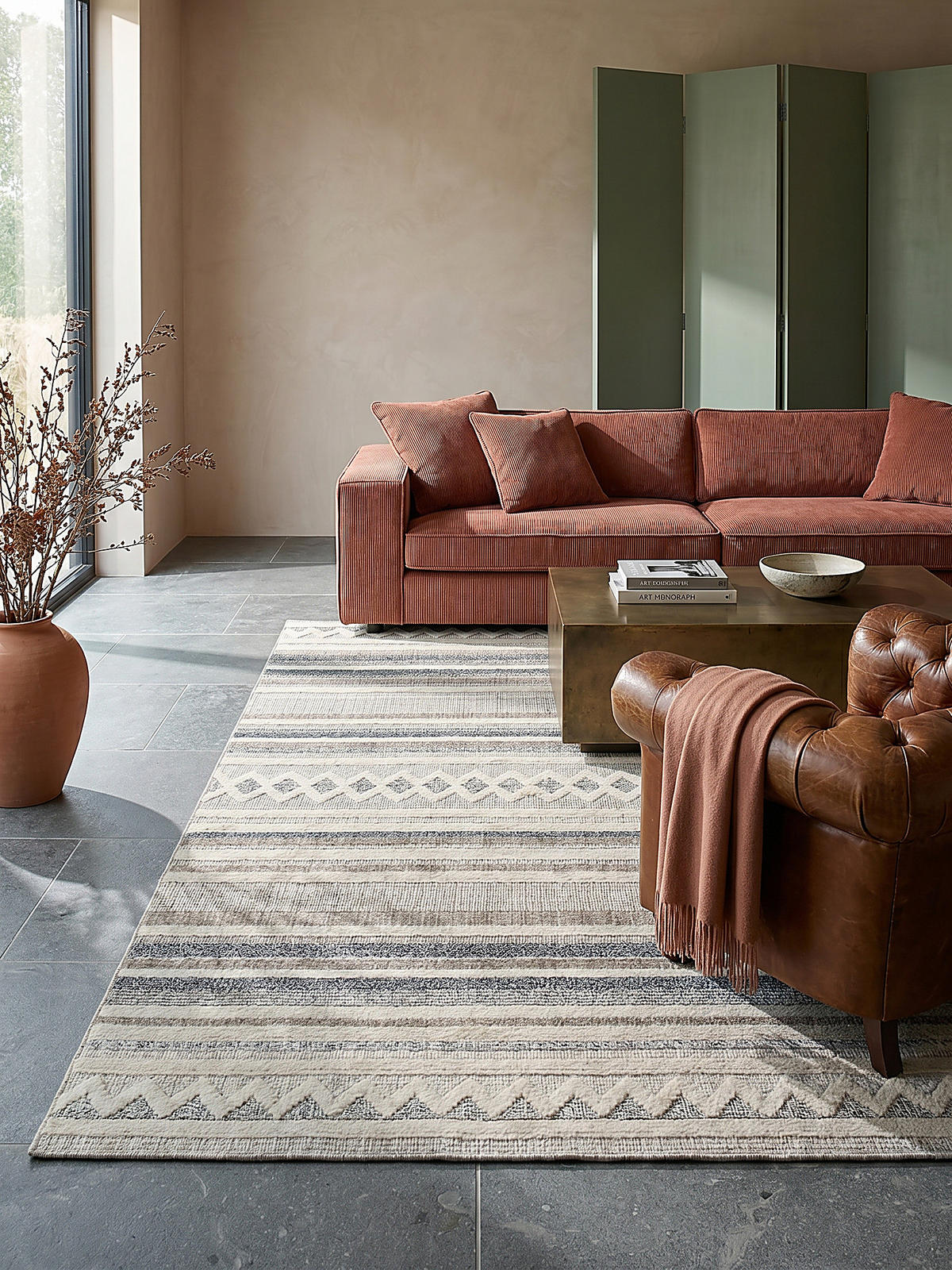 TEPPICH Waschbar RIDGE, gestreift, Grau-Beige, 194 x 290 cm - Beige, Textil (290/194cm) - KADIMA DESIGN