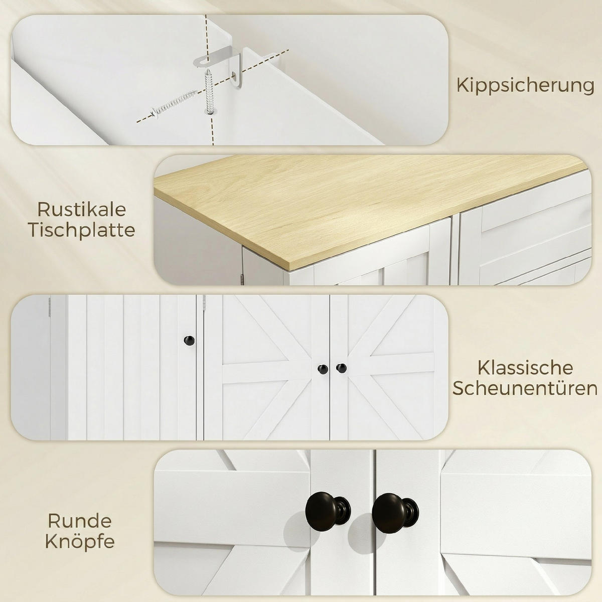 KOMODA MDF bílá - bílá/černá, kov/kompozitní dřevo (40/81/100cm) - HOMCOM