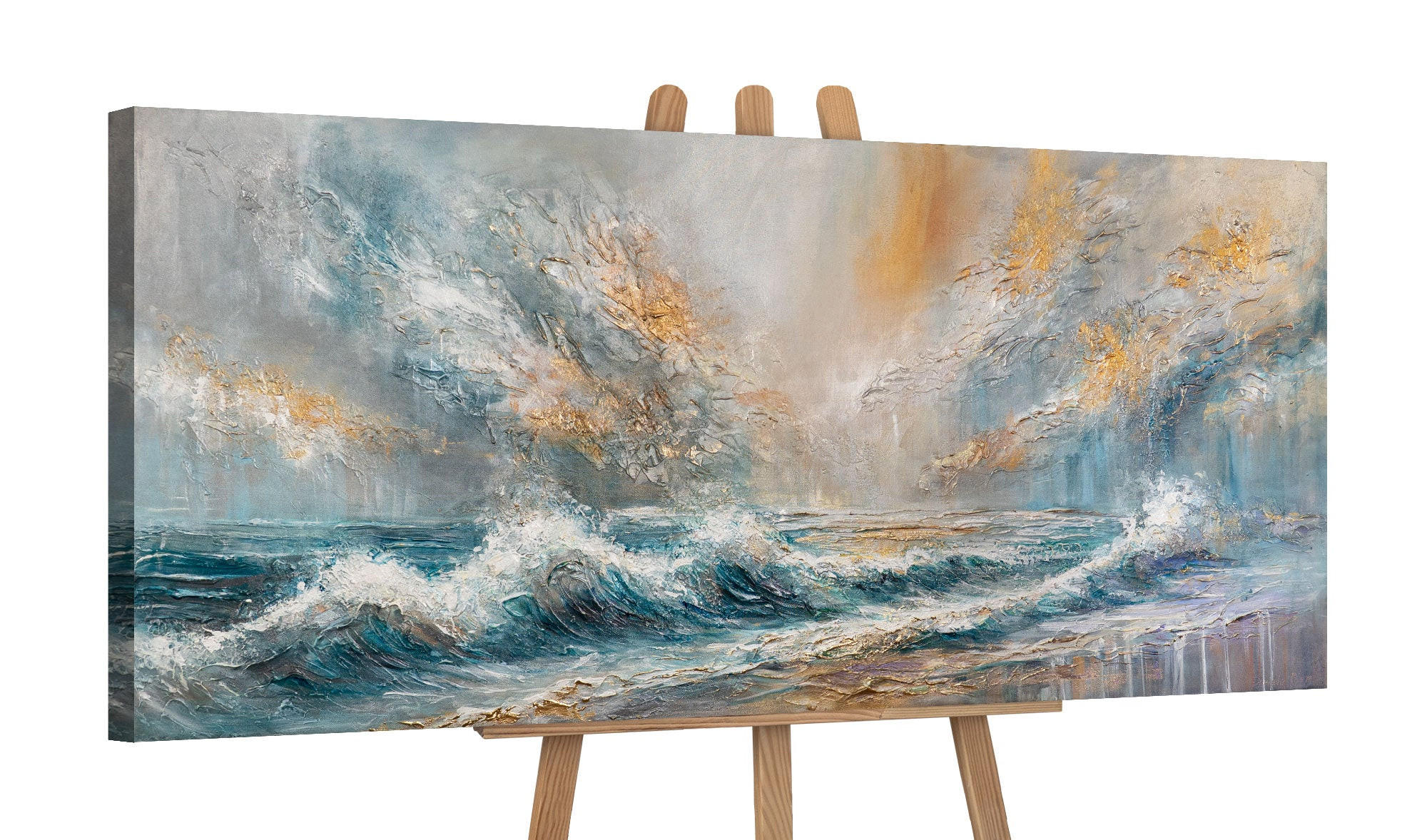 GEMÄLDE Sonnenaufgang am Meer auf Keilrahmen 115x50 cm - Multicolor, Holz (115/50cm) - YS-art gallery