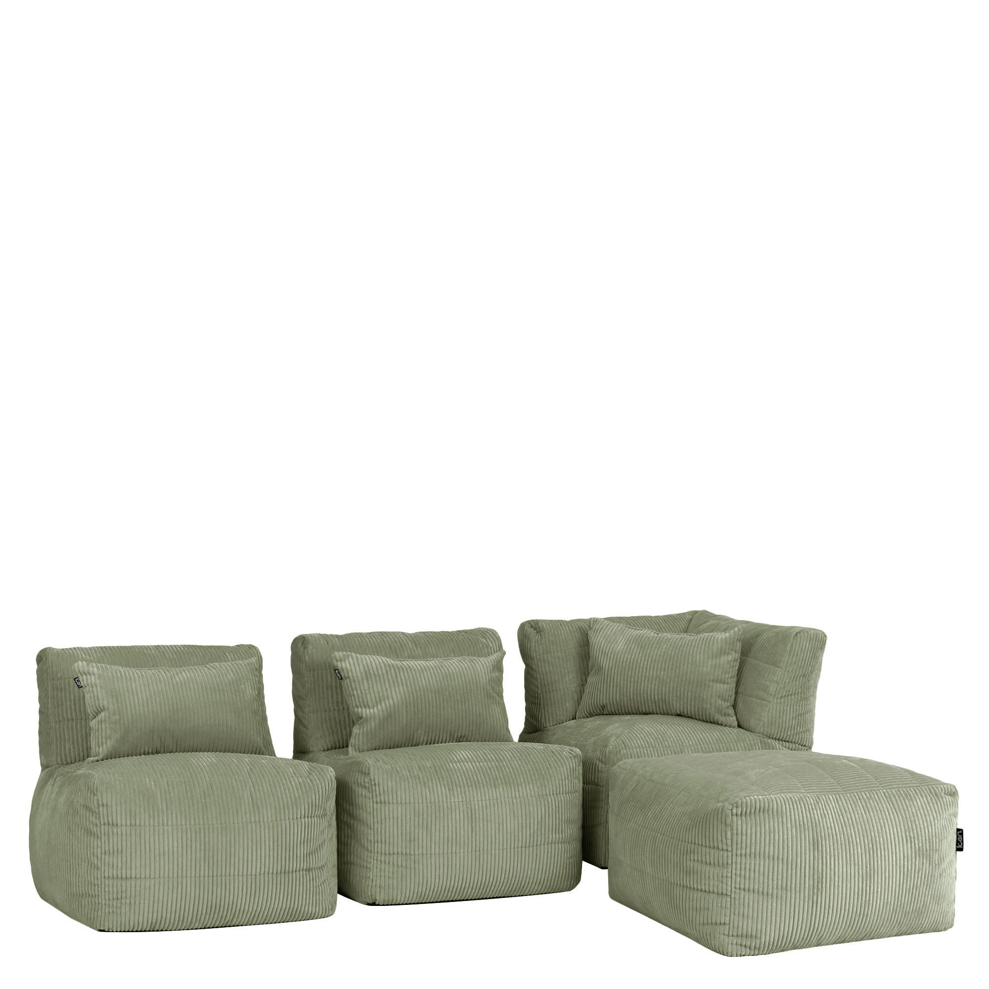 SITZSACK-SOFA 4-tlg. modular cord Noa - Salbeigrün, Textil (303/70/78cm) - icon