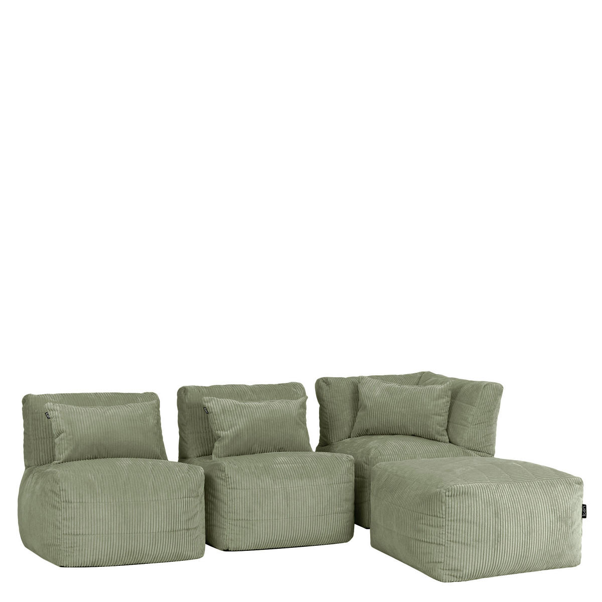 SITZSACK-SOFA 4-tlg. modular cord Noa - Salbeigrün, Textil (303/70/78cm) - icon