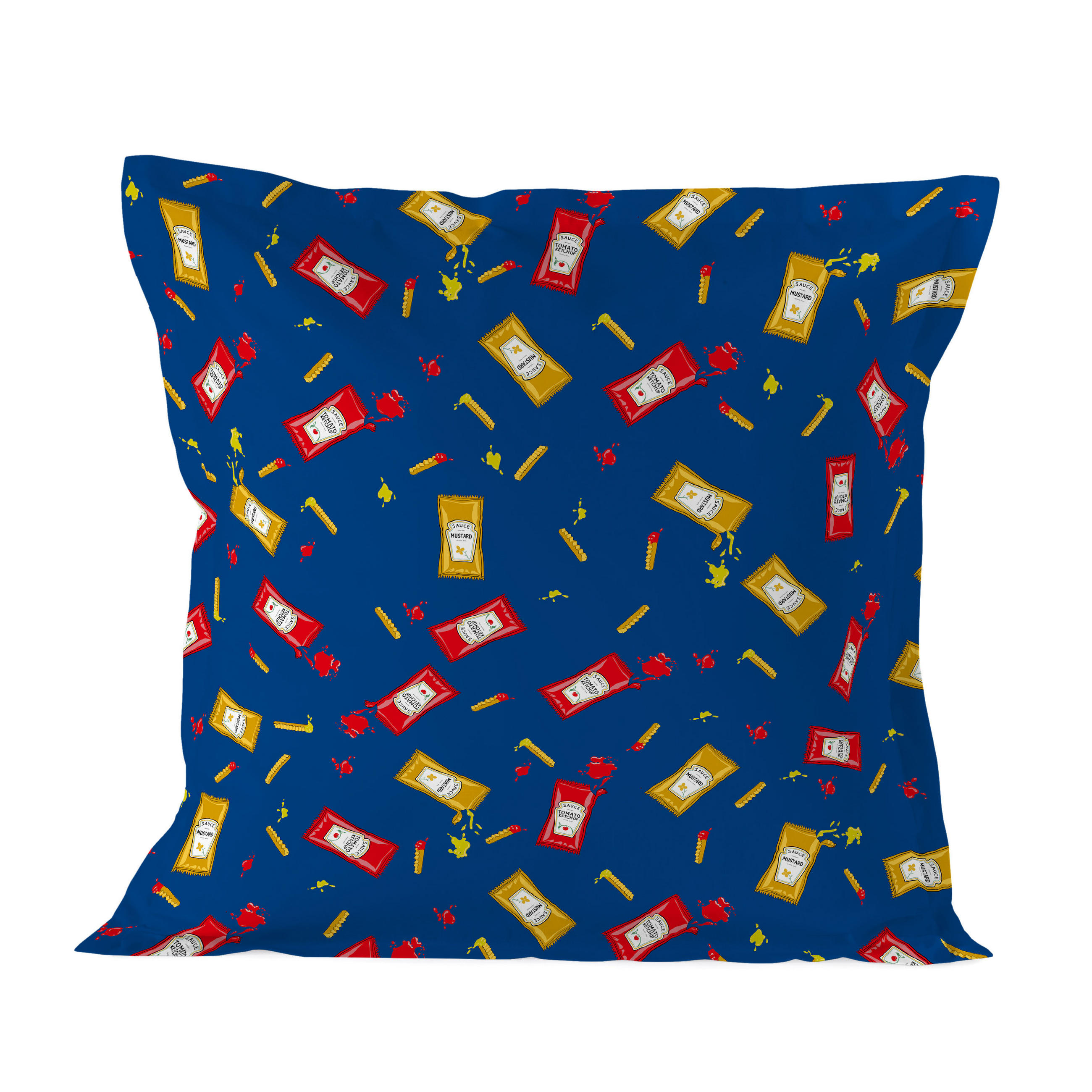 KISSENBEZUG hotdog 60x60 cm mehrfarbig - Multicolor, Textil (60/60cm) - Happy Friday