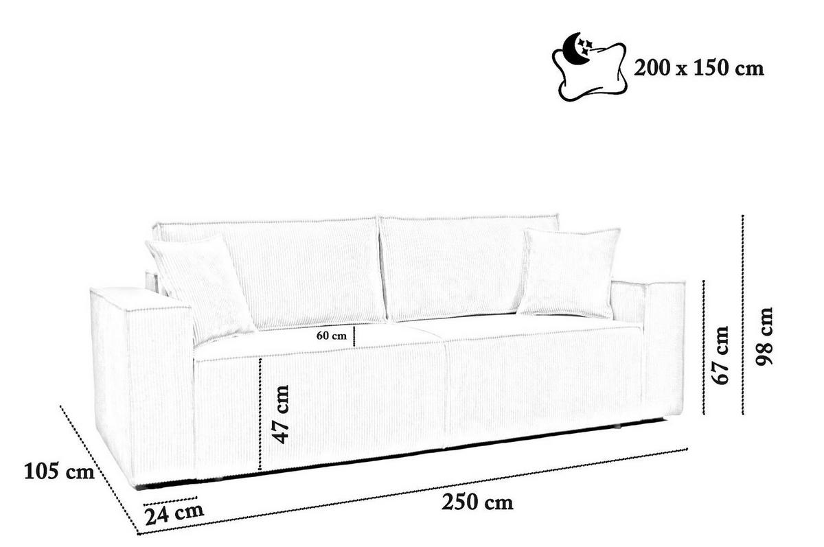 SOFA Passio III 250 x 105 cm, mit Schlaffunktion und Bettkasten, grün - Grün, Kunststoff (250/98/105cm) - Margaret Hadas24