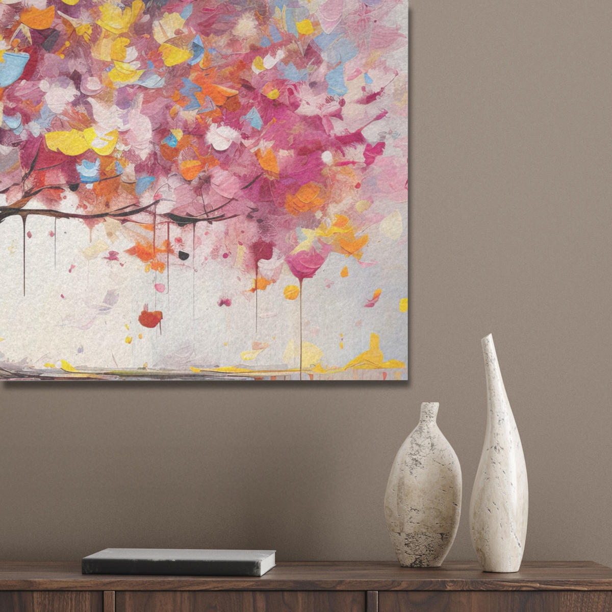 AKUSTIKBILD Aquarell - Baum - Kunst - Abstrakt Akustikpaneele 90x60 cm - Multicolor, Kunststoff (90/60/0.9cm) - MuchoWow