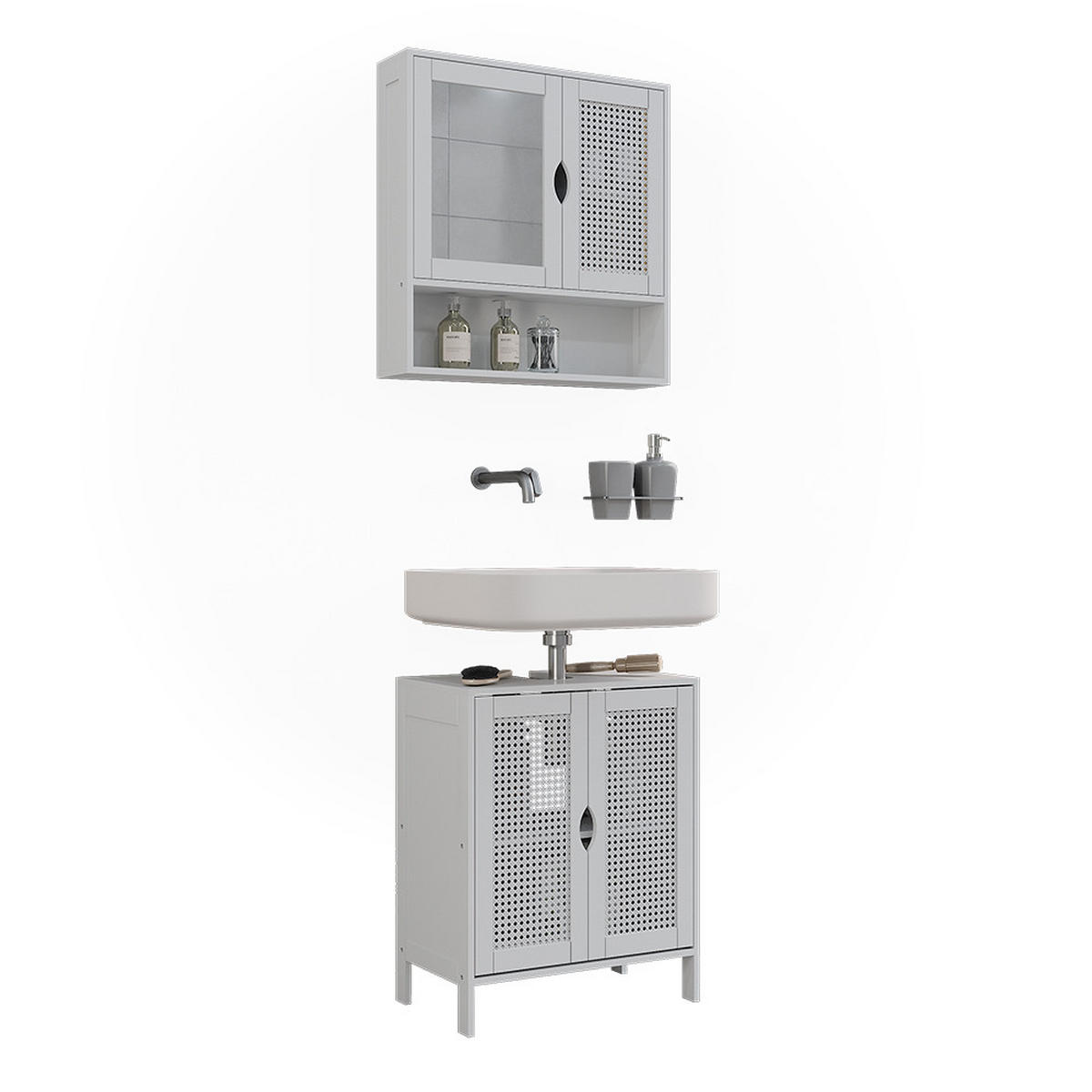 BADMÖBEL-SET Liora, Weiß, 2 Teile - Weiß, Holzwerkstoff (48/60/29cm) - Vicco