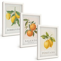 BILDER SET 3er Set - 20x30 cm Weißer Rahmen - Amalfi-Zitronen und -Orangen - Weiß, Kunststoff (20/30cm) - TULUP
