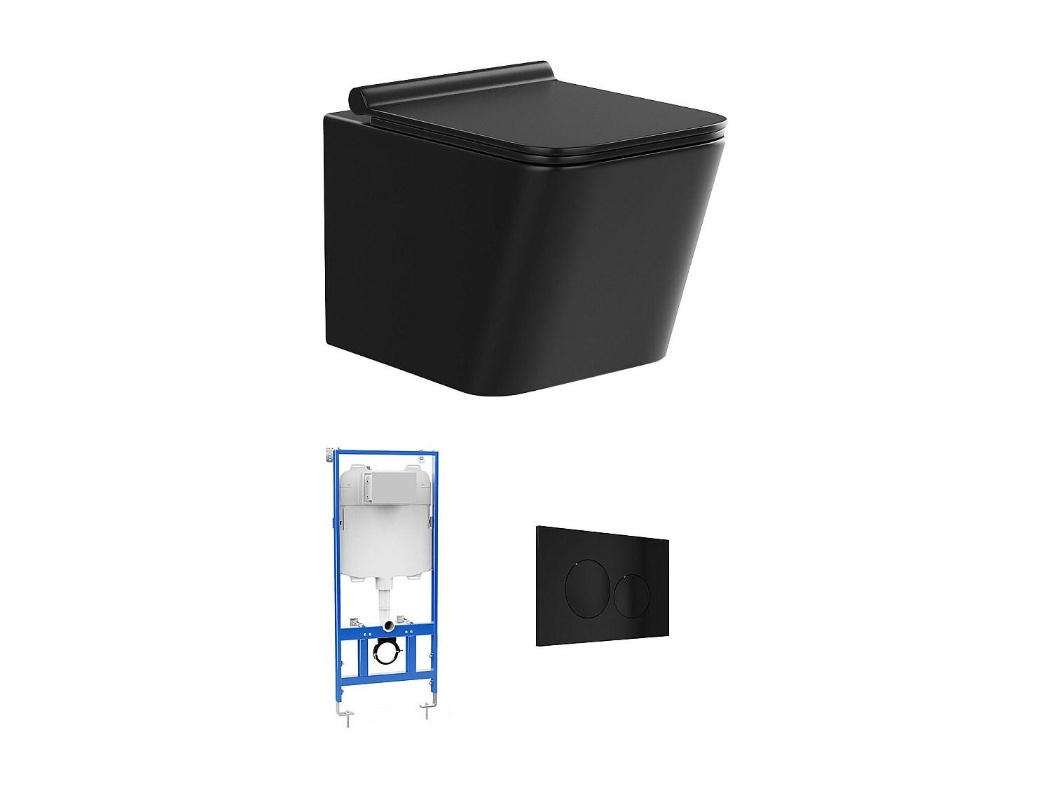 HÄNGE WC - 35.5 cm x 51.5 cm - keramik - schwarz Clemona - Schwarz, Keramik (35.5/34/51.5cm) - Vente-Unique