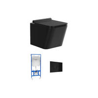HÄNGE WC - 35.5 cm x 51.5 cm - keramik - schwarz Clemona - Schwarz, Keramik (35.5/34/51.5cm) - Vente-Unique