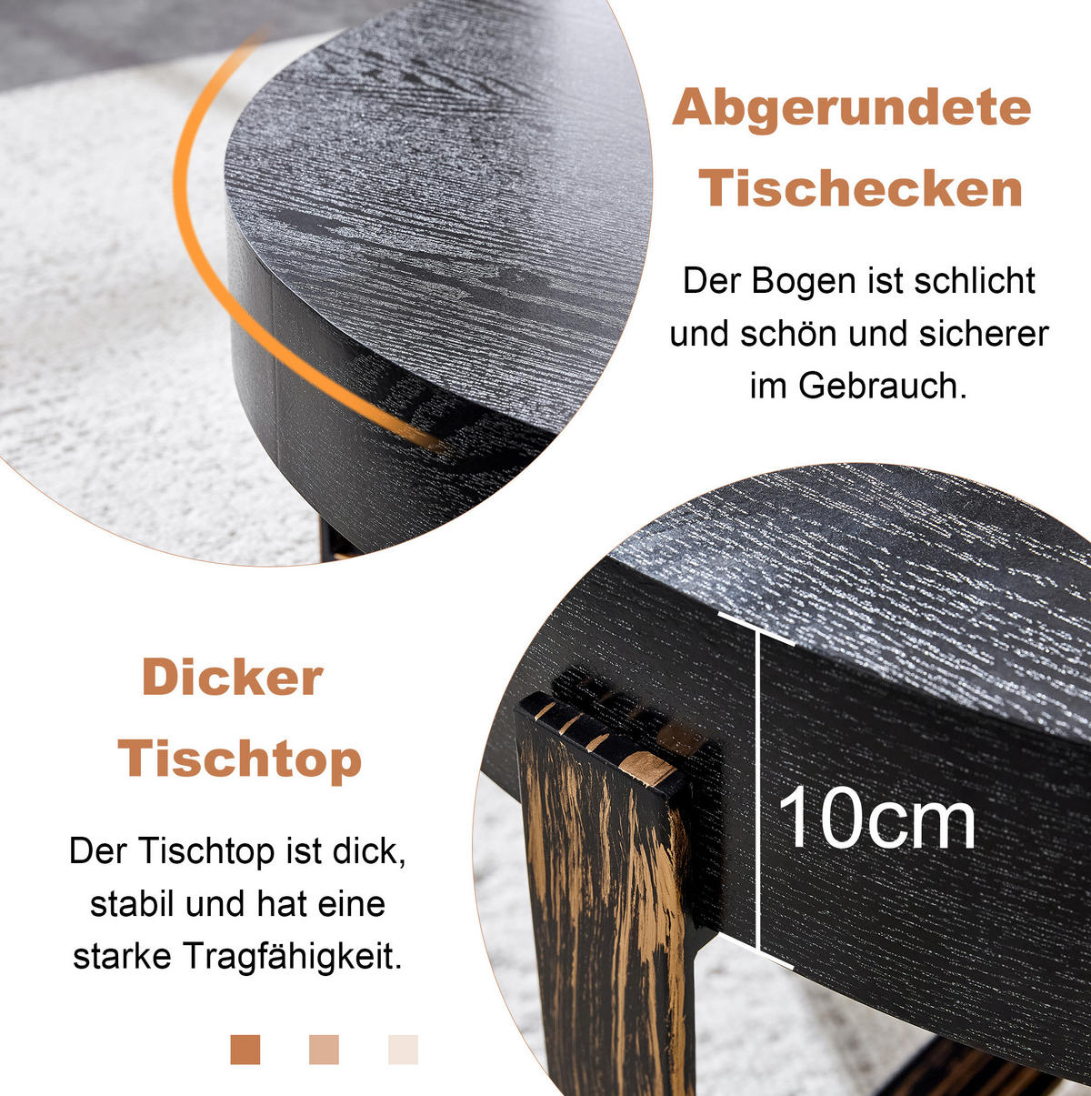 COUCHTISCH aus MDF und Metall Ø68x36 cm in Schwarz mit Kreuzgestell - Schwarz, Holzwerkstoff (68/68/36cm) - Modfu
