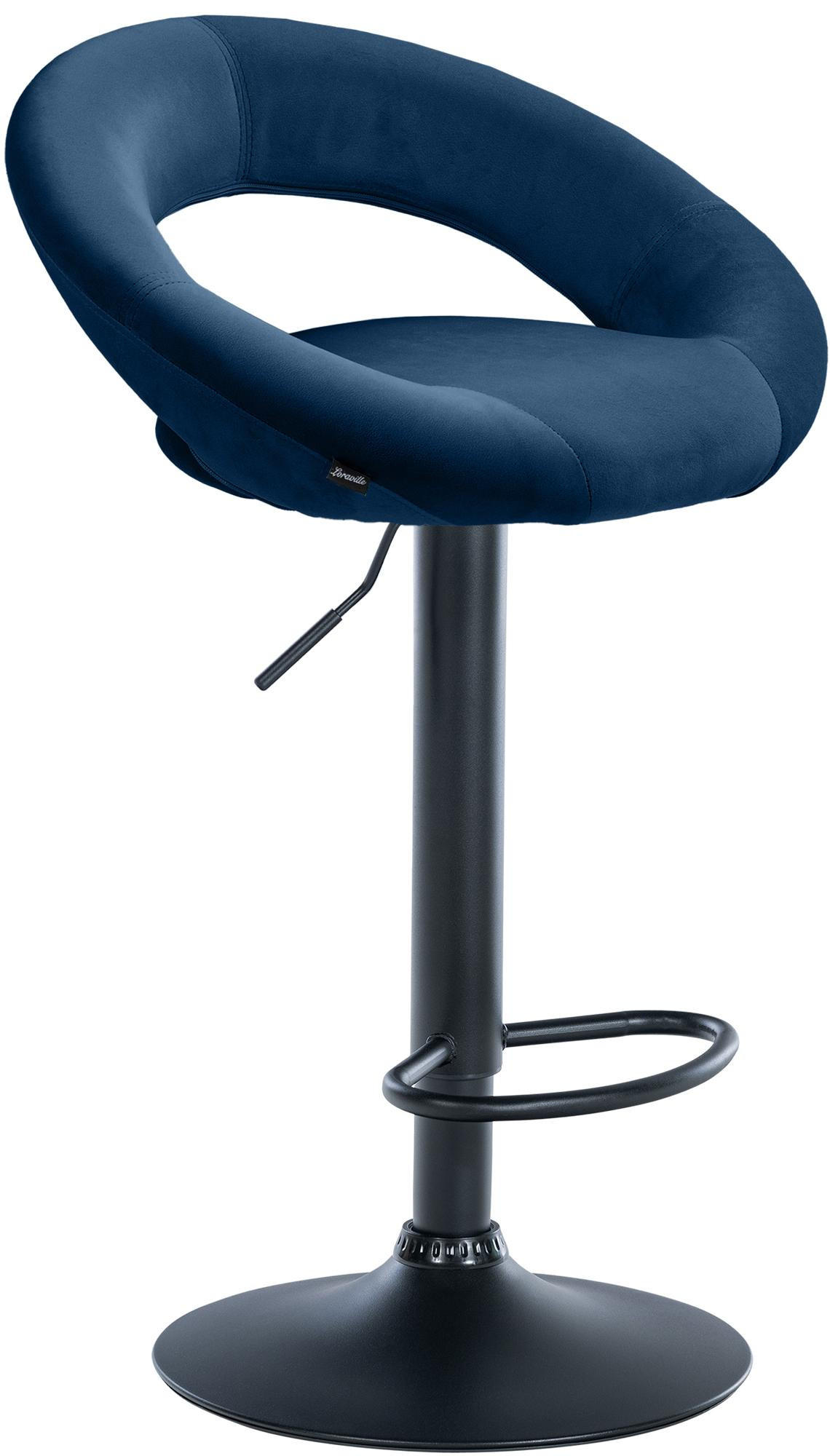 BARHOCKER Samt blau - Blau/Schwarz, Textil/Metall (53/80/47cm) - CLP