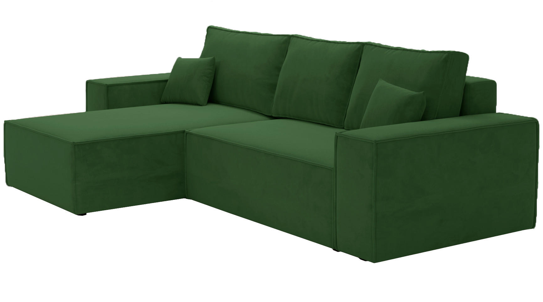 ECKSOFA mit Schlaffunktion Bergamo L 280 cm, Samt, Links - Grün - Grün, Holz (277/189cm) - Emporius