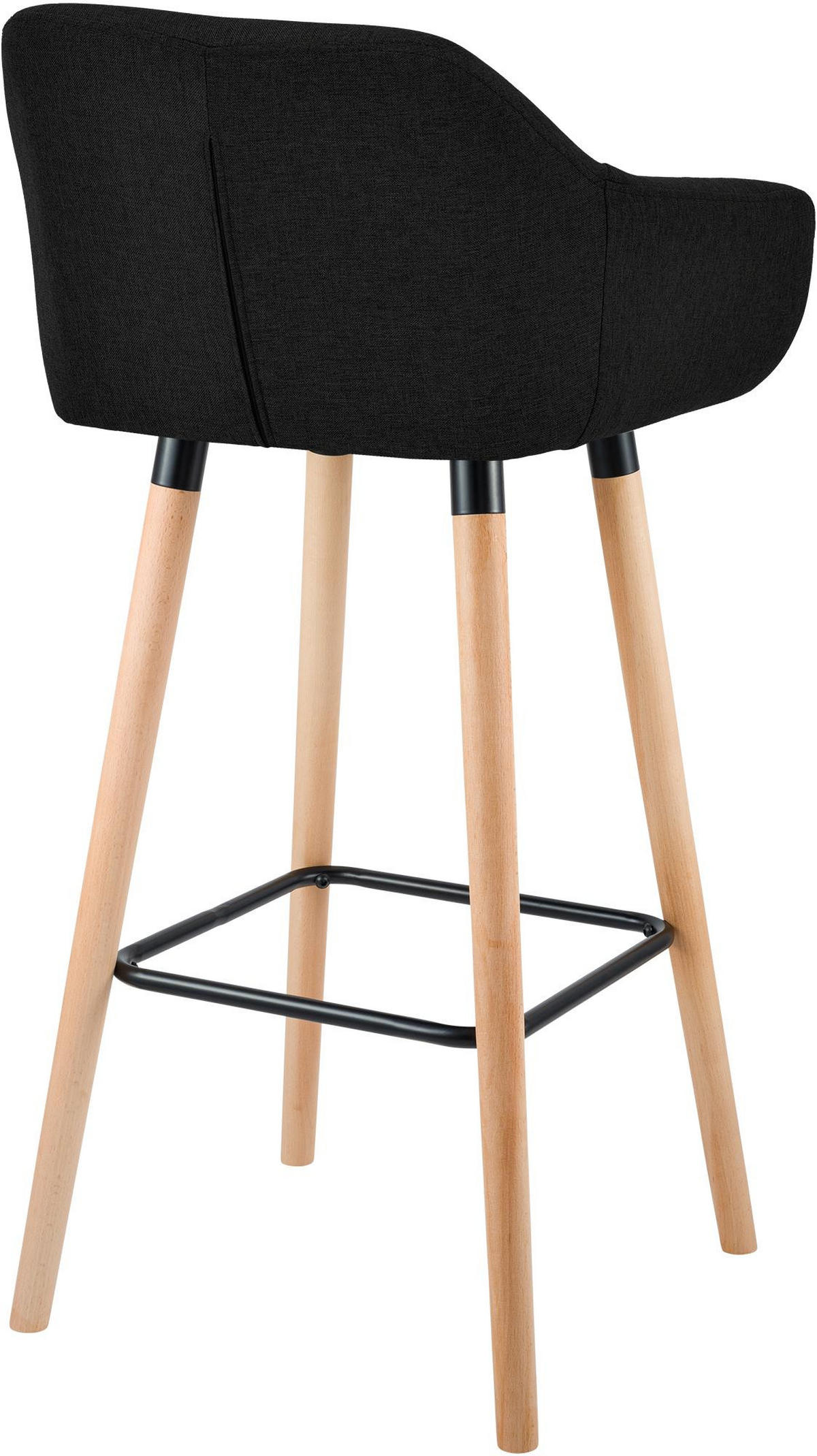 BARHOCKER 2er Set Stoff Schwarz - Eukalyptusholzfarben/Schwarz, Holz/Textil (55/99/46cm) - CLP