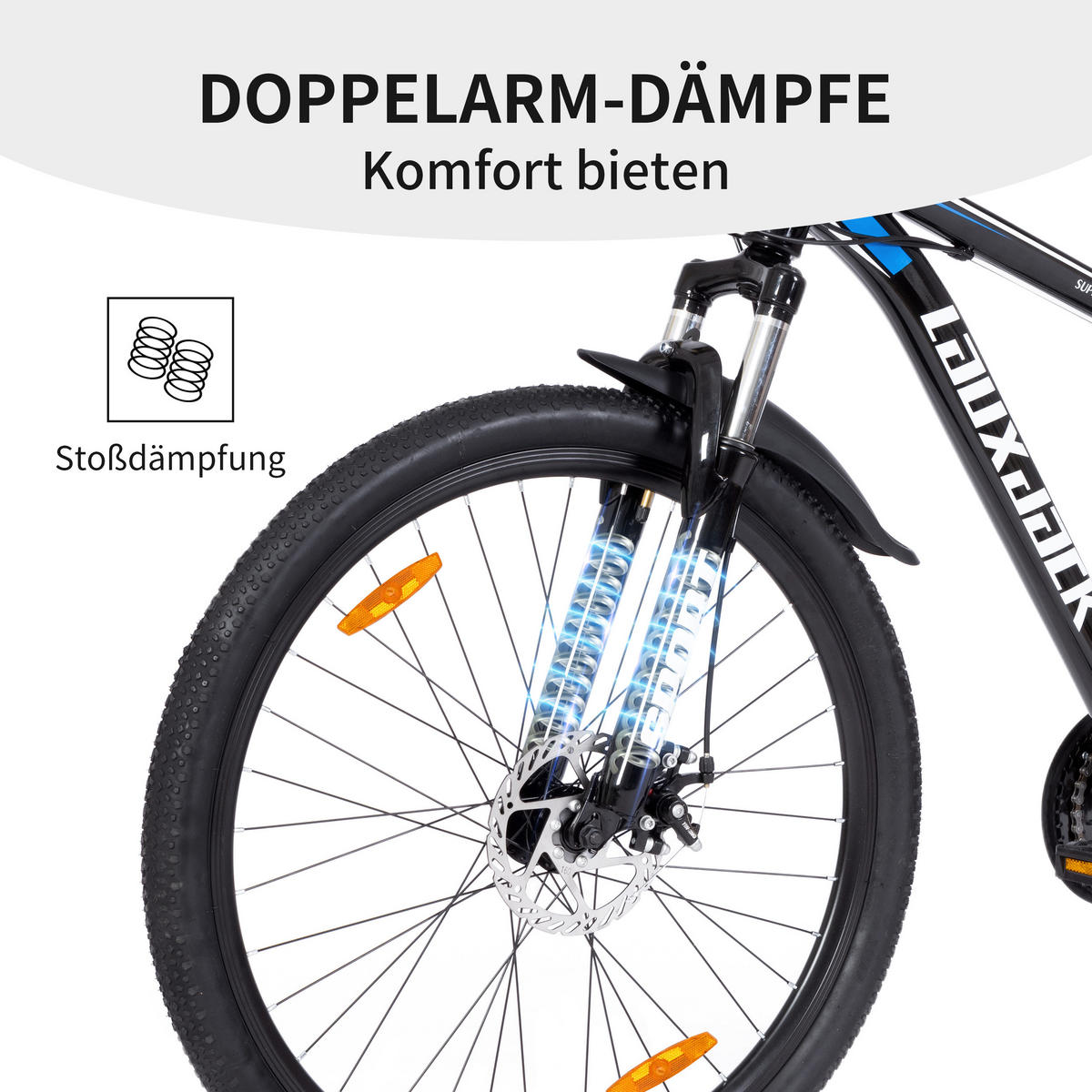 MOUNTAINBIKE 26 Zoll Blau – 21-Gang-Schaltung – Scheibenbremsen – Stahlrahmen - Blau, Metall (100cm) - Oxeza