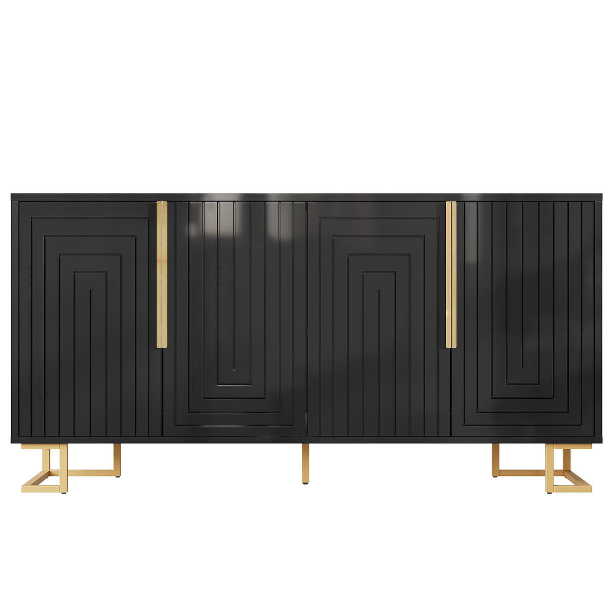 SIDEBOARD 152/40/75 cm mit 2 Türen, 4 Fächern und Kippschutz aus MDF, Schwarz - Schwarz, Holzwerkstoff (152/75/40cm) - Redom