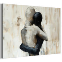 METALLBILD Abstrakt - Liebe - Schwarz und weiß - Modern 120x80 cm - Schwarz, Metall (120/80cm) - MuchoWow