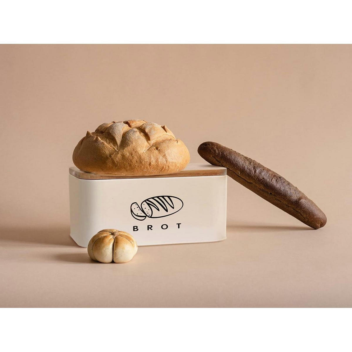 BROTKASTEN mit Deckel 30 cm Beige - Multicolor, Metall (18/14/30cm)