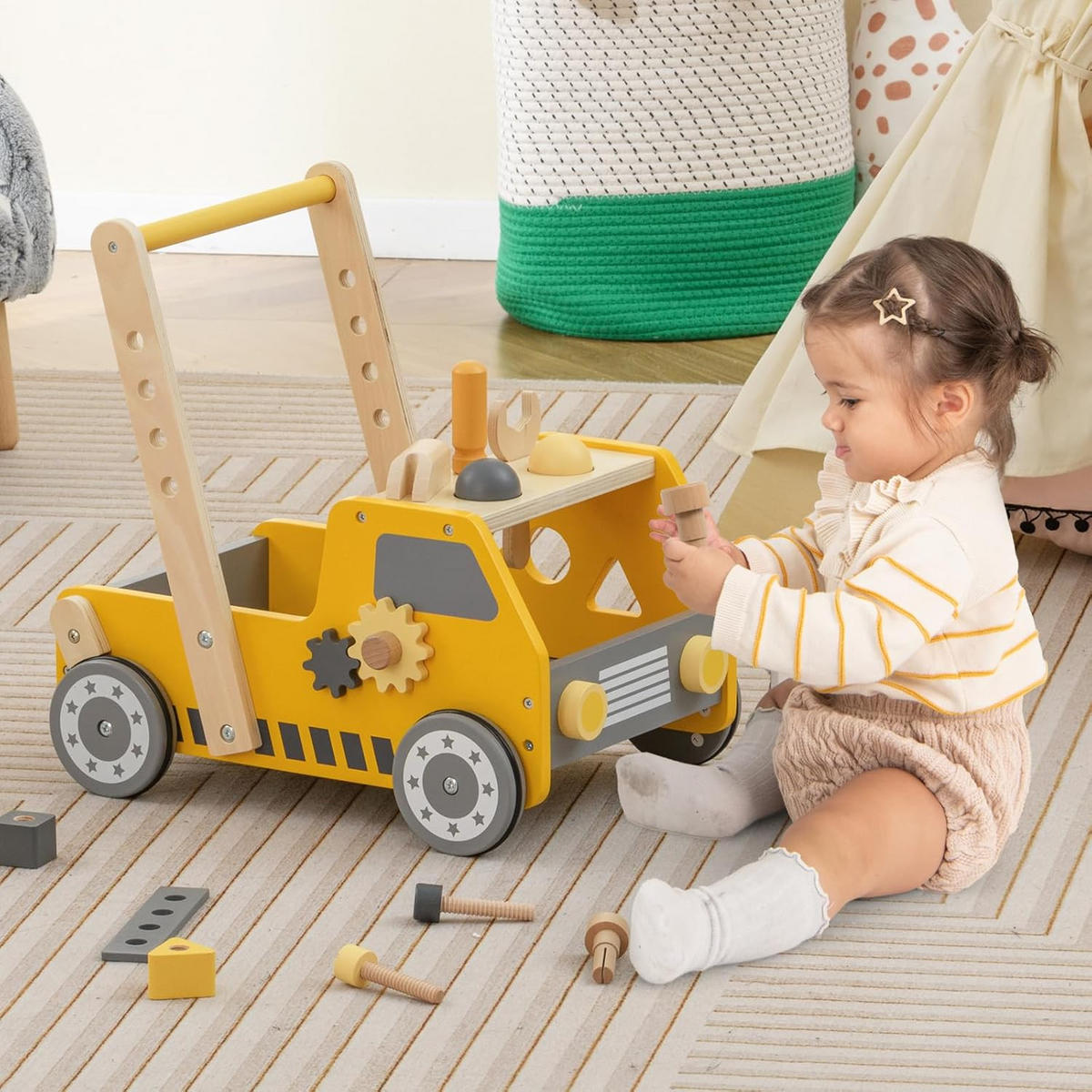 LAUFLERNWAGEN Gelb - Gelb, Holz (31/42/41cm) - COSTWAY